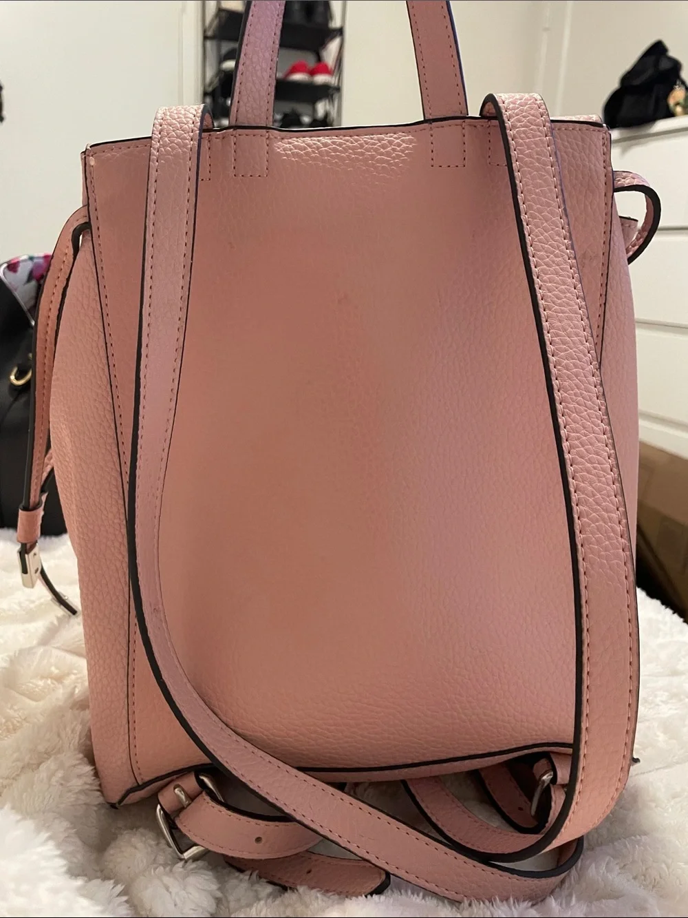 Steve Madden Pink Pebbled Leather Backpack